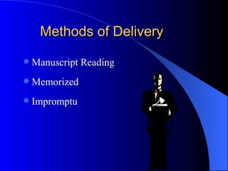 Methods of Delivery Manuscript Reading Memorized Impromptu 