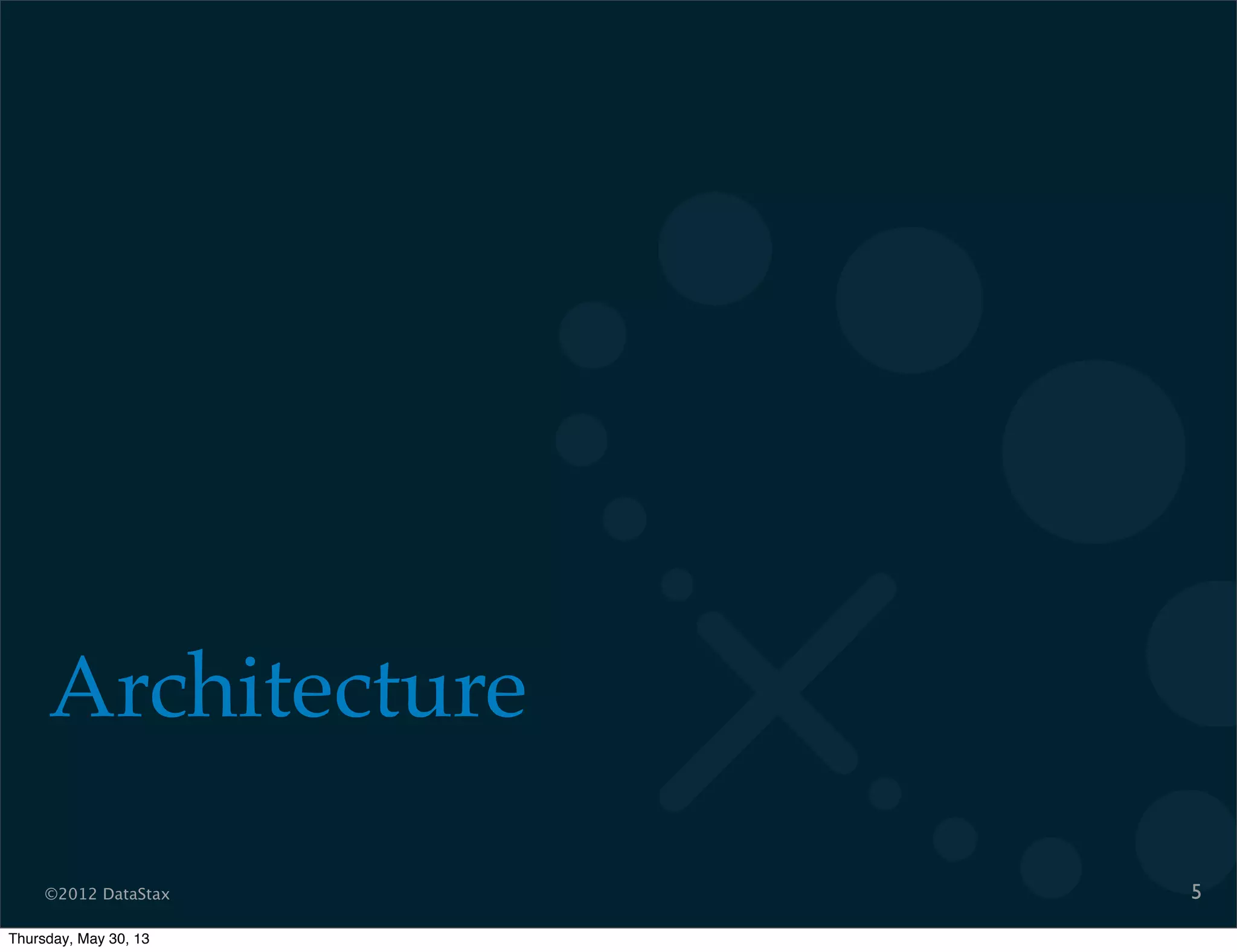 ©2012 DataStax
Architecture
5
Thursday, May 30, 13
 