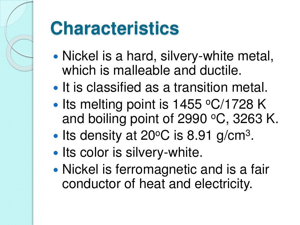 Nickel A CorrosionResistant Element