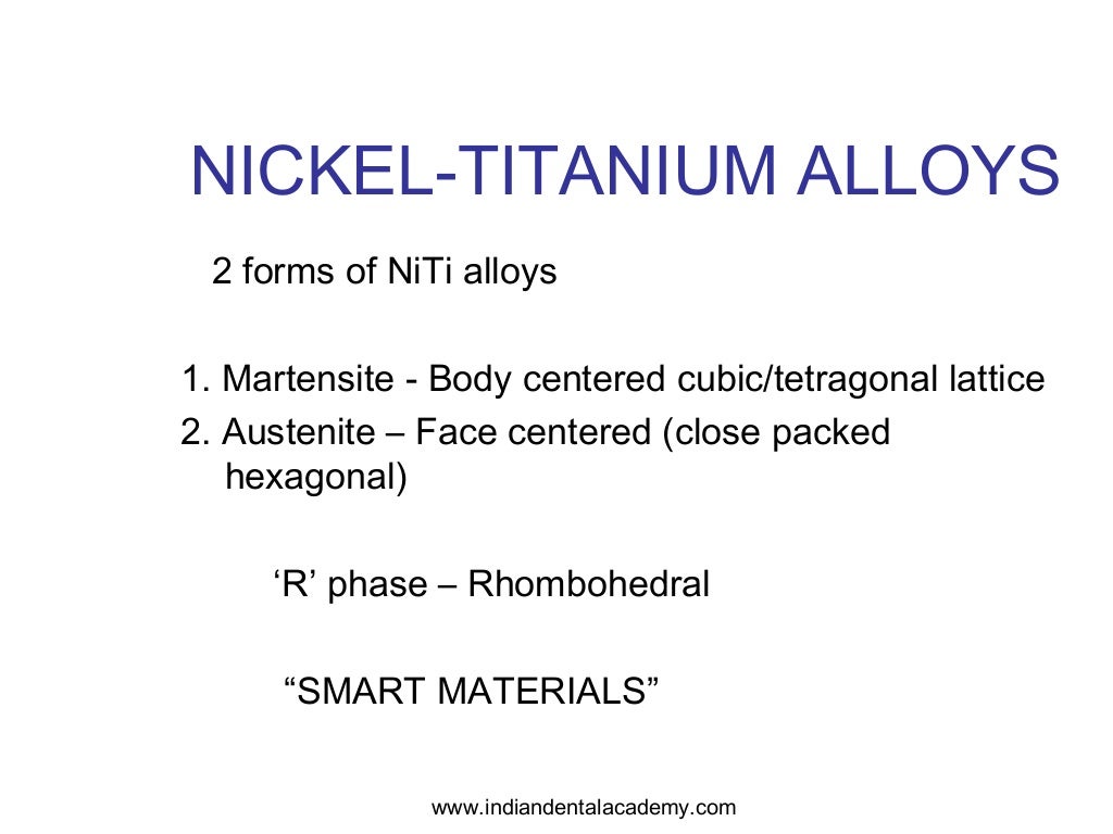 Nickel titanium alloys