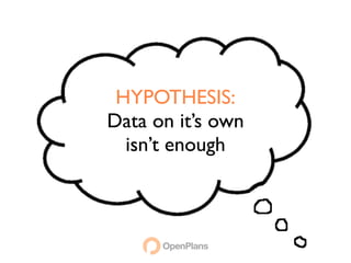 HYPOTHESIS:
Data on it’s own
  isn’t enough
 