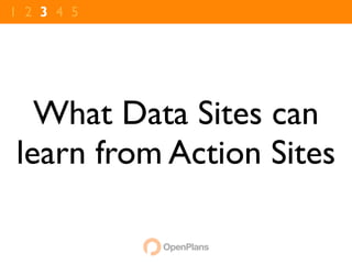 1 2 3 4 5




  What Data Sites can
learn from Action Sites
 