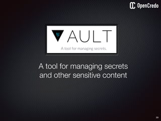 59
A tool for managing secrets
and other sensitive content
 