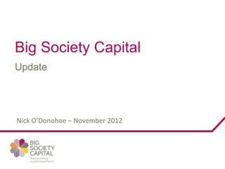 Big Society Capital
Update




Nick O’Donohoe – November 2012
 