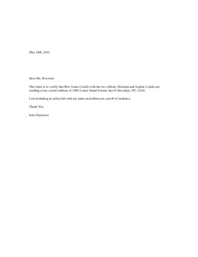 nickolas residence letter letter of residence