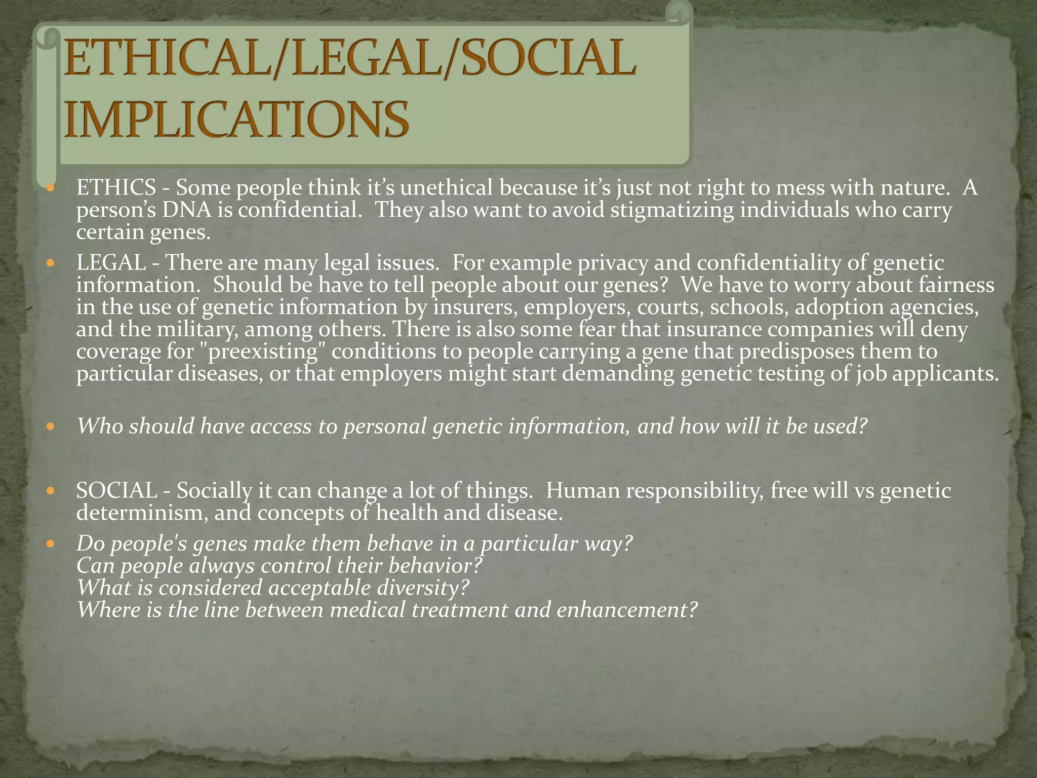 HOPEThe hope is that this work will help in the development of drugs that work at the genetic level, or that it may allow for the actual replacement of defective genes with normal ones. Some headway has already been made in the areas of skin cancer, diabetes, Alzheimer's disease, migraines, and  narcolepsy. 