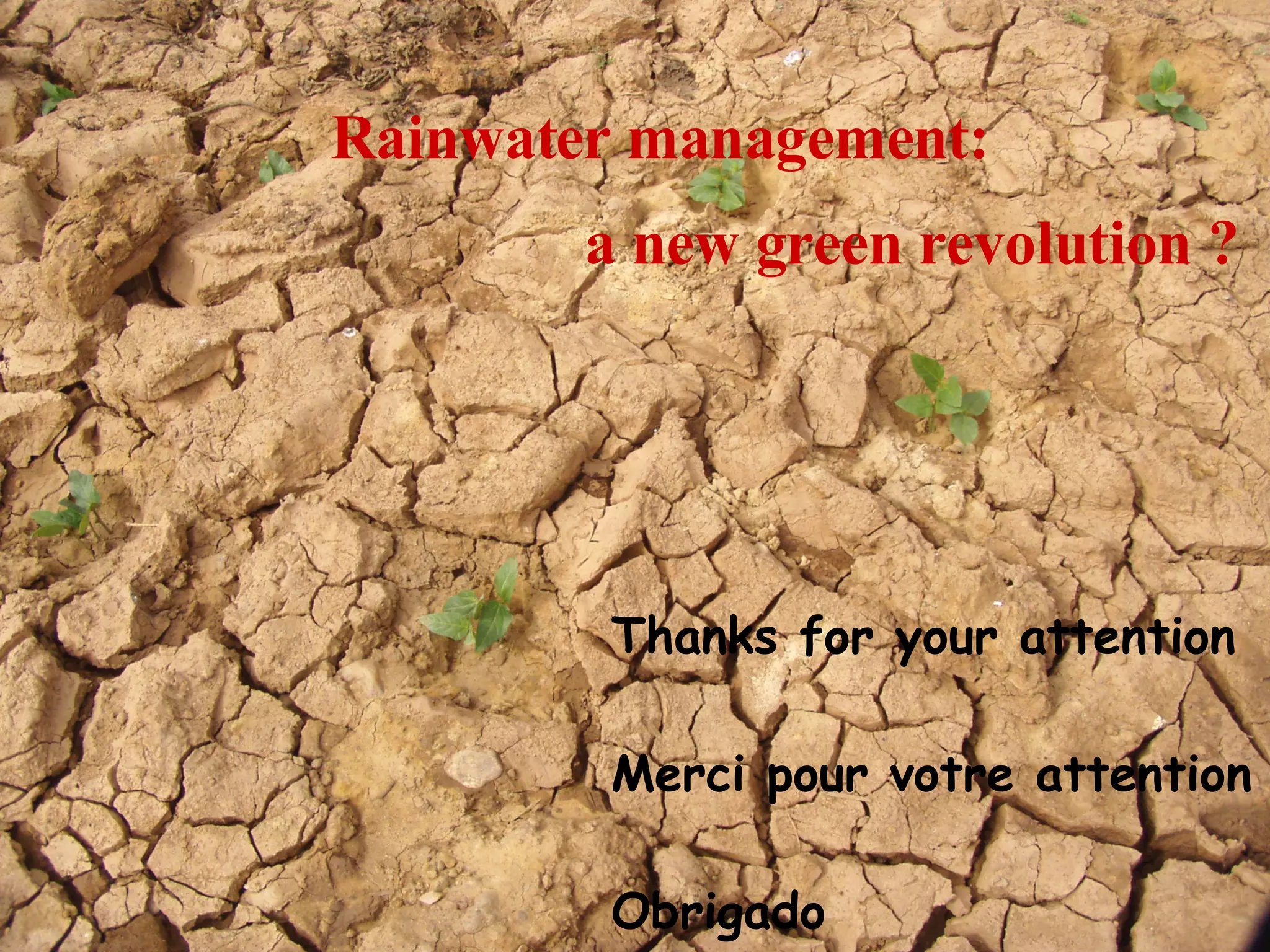 Rainwater management: a new green revolution ?   Thanks for your attention  Merci pour votre attention Obrigado   