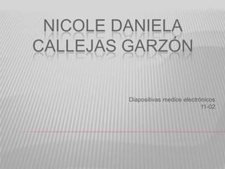 NICOLE DANIELA
CALLEJAS GARZÓN

         Diapositivas medios electrónicos
                                    11-02
 
