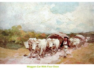 W aggon  C ar  With Four Oxen 