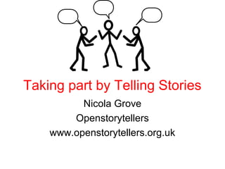 Taking part by Telling Stories
Nicola Grove
Openstorytellers
www.openstorytellers.org.uk

 