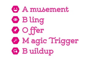 A musement
B ling
O ffer
M agic Trigger
B uildup
 