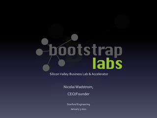 Silicon Valley Business Lab & Accelerator


         Nicolai Wadstrom,
            CEO/Founder

            Stanford Engin...
