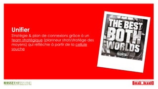 Unifier Stratégie & plan de connexions gr âce à  un  team stratégique  (planneur strat/stratège des moyens) qui réfléchie à partir de la  cellule souche 