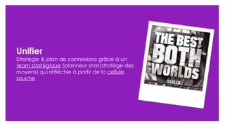 Unifier Stratégie & plan de connexions gr âce à  un  team stratégique  (planneur strat/stratège des moyens) qui réfléchie à partir de la  cellule souche 