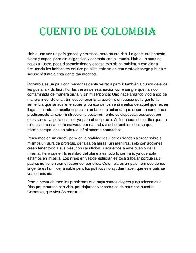 Resultado de imagen para CUENTO DE COLOMBIA