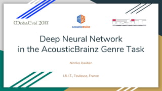 Deep Neural Network
in the AcousticBrainz Genre Task
 