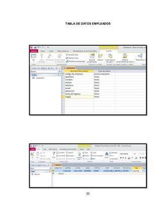 20
TABLA DE DATOS EMPLEADOS
 