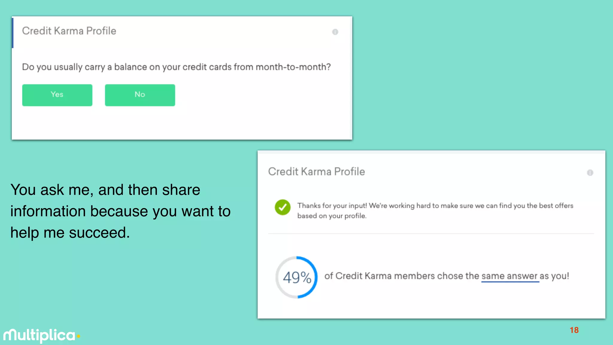 2
18
You ask me, and then share
information because you want to
help me succeed.
 