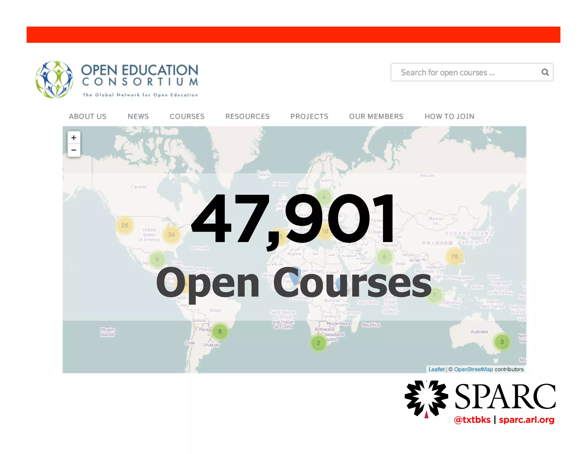 !@txtbks | sparc.arl.org
47,901
Open Courses
 