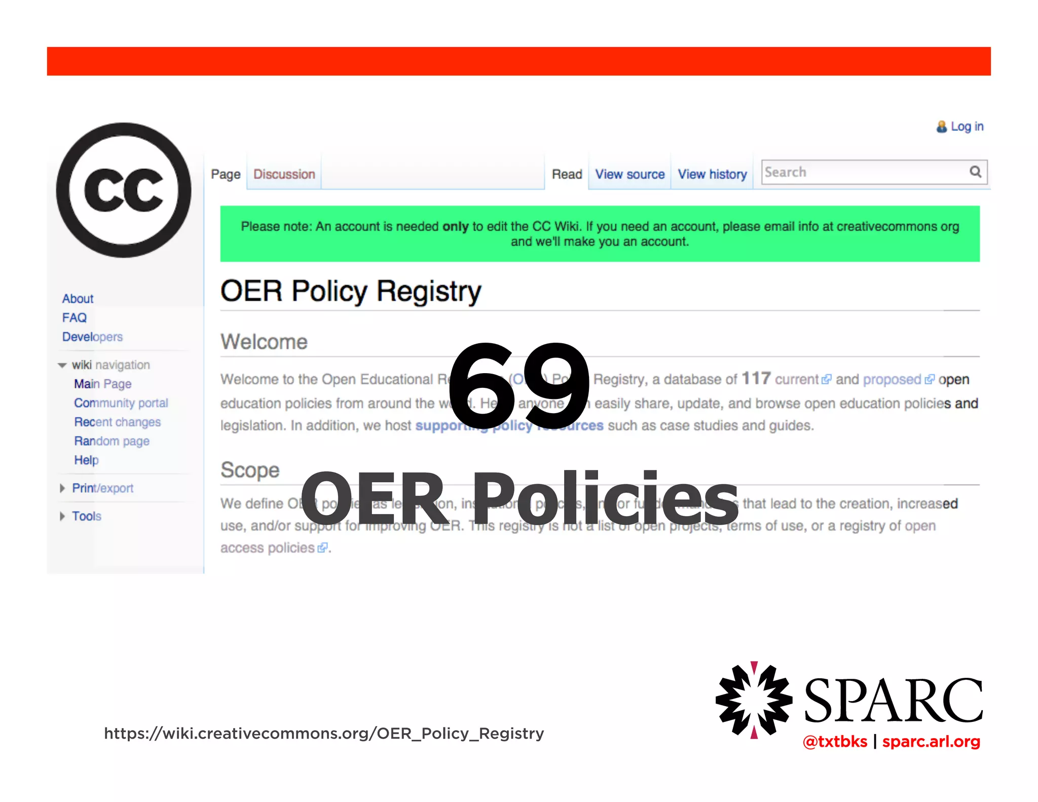!@txtbks | sparc.arl.org
https://wiki.creativecommons.org/OER_Policy_Registry
69
OER Policies
 