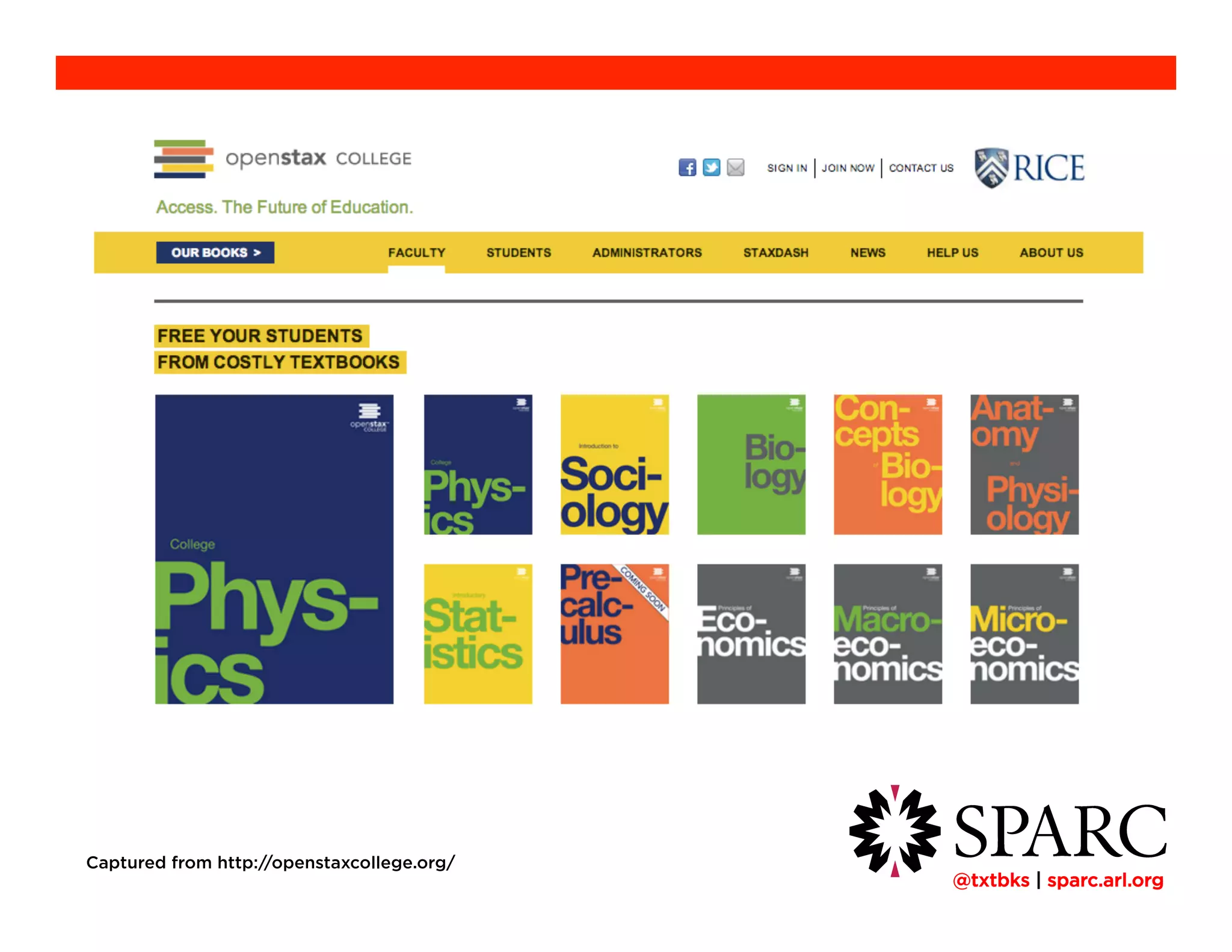 !@txtbks | sparc.arl.org
Captured from http://openstaxcollege.org/
 