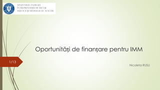 Oportunități de finanțare pentru IMM
Nicoleta RUSU
1/13
 