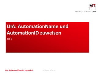 UIA: AutomationName und
  AutomationID zuweisen
  Tip 3




Ihre Software effizienter entwickelt   AIT GmbH & Co. KG
 