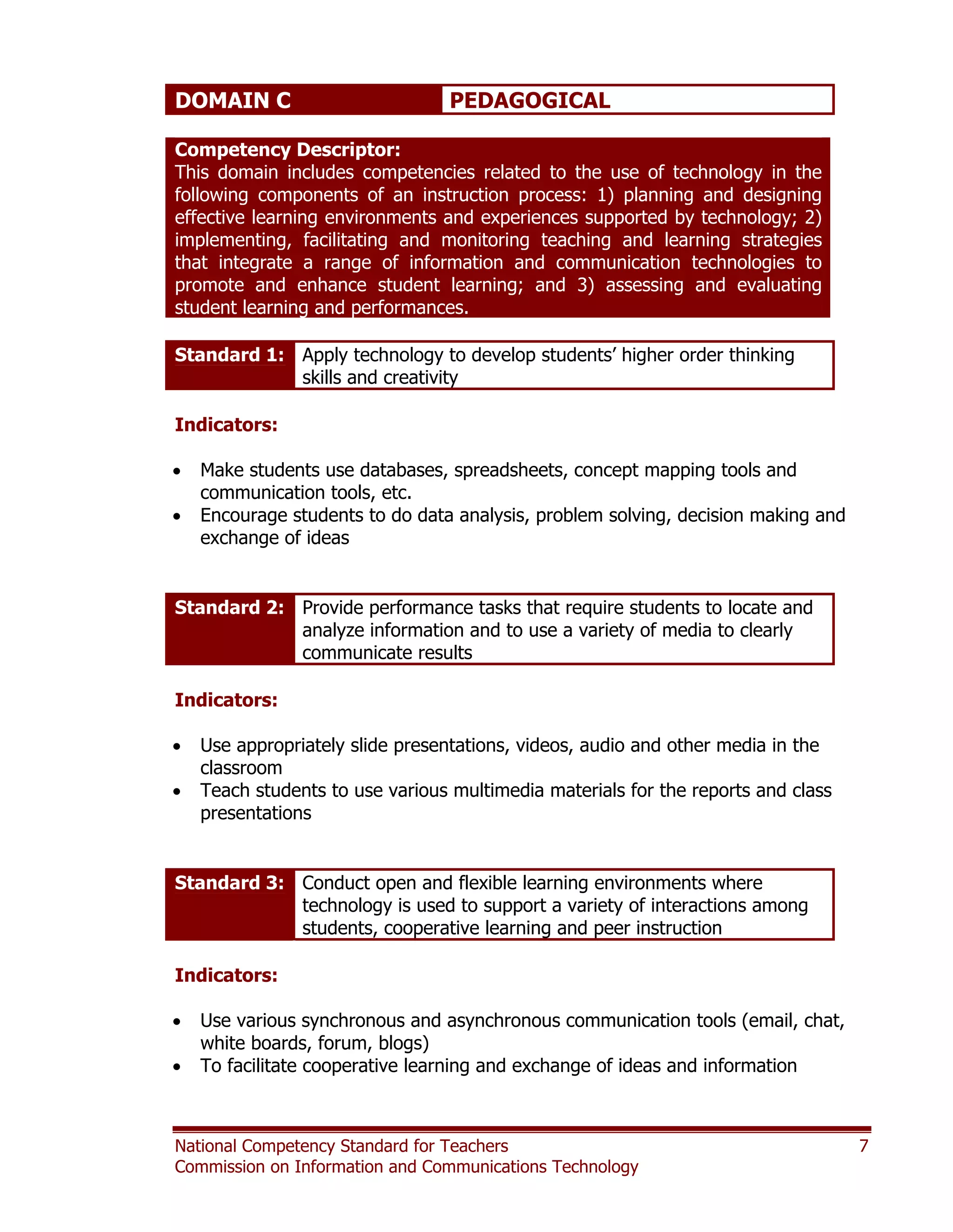National ICT Competency Standards for Teachers | PDF