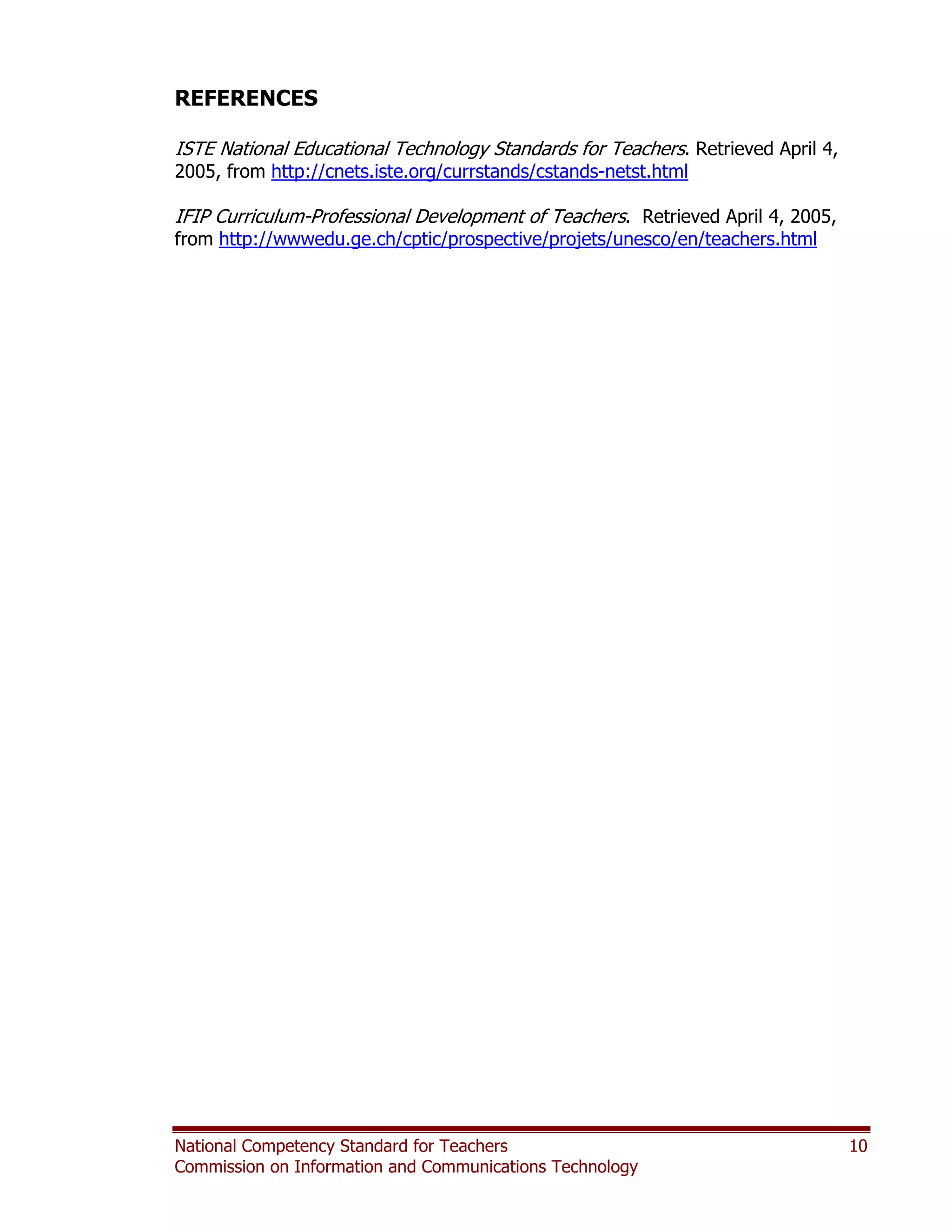 National ICT Competency Standards for Teachers | PDF