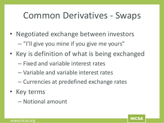 Swaps and forwards are subject to counterparty risk exchange traded futures and options are not