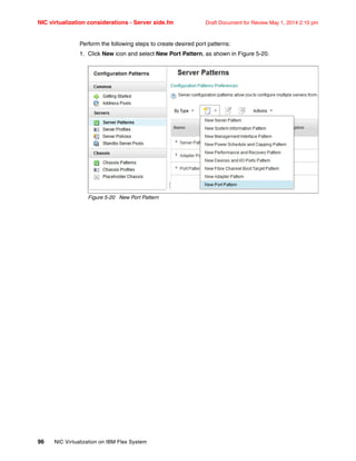 NIC virtualization considerations - Server side.fm Draft Document for Review May 1, 2014 2:10 pm
96 NIC Virtualization on IBM Flex System
Perform the following steps to create desired port patterns:
1. Click New icon and select New Port Pattern, as shown in Figure 5-20.
Figure 5-20 New Port Pattern
 