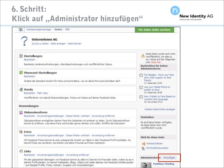 Anleitung FacebookSeiten anlegen und Administrator hinzufügen