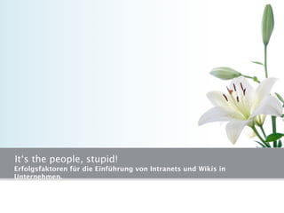 It‘s the people, stupid!
Erfolgsfaktoren für die Einführung von Intranets und Wikis in
Unternehmen.
 