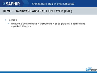 Architecture Plug-in en LabVIEW : de la conception à la réalisation | PPTX