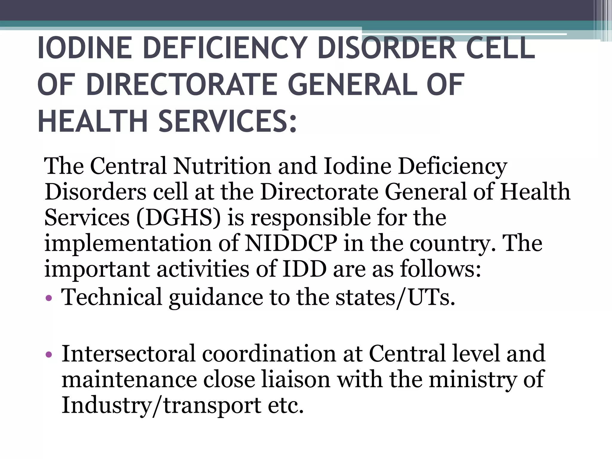 NATIONAL IODINE DEFICIENCY DISORDER CONTROL PROGRAM | PPTX