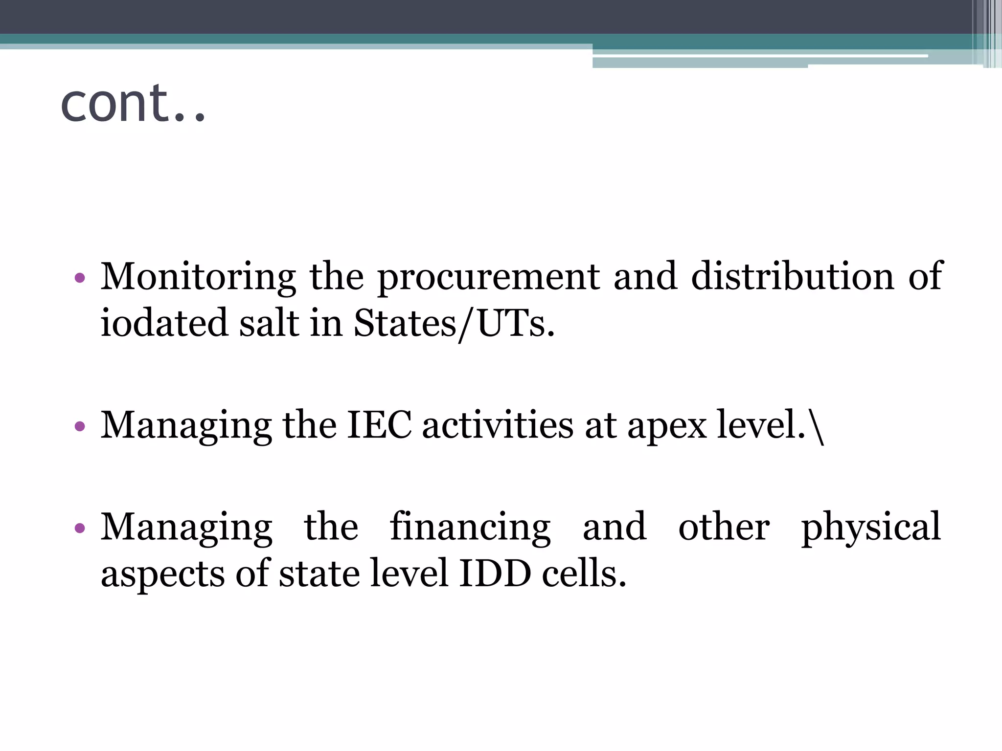 NATIONAL IODINE DEFICIENCY DISORDER CONTROL PROGRAM | PPTX