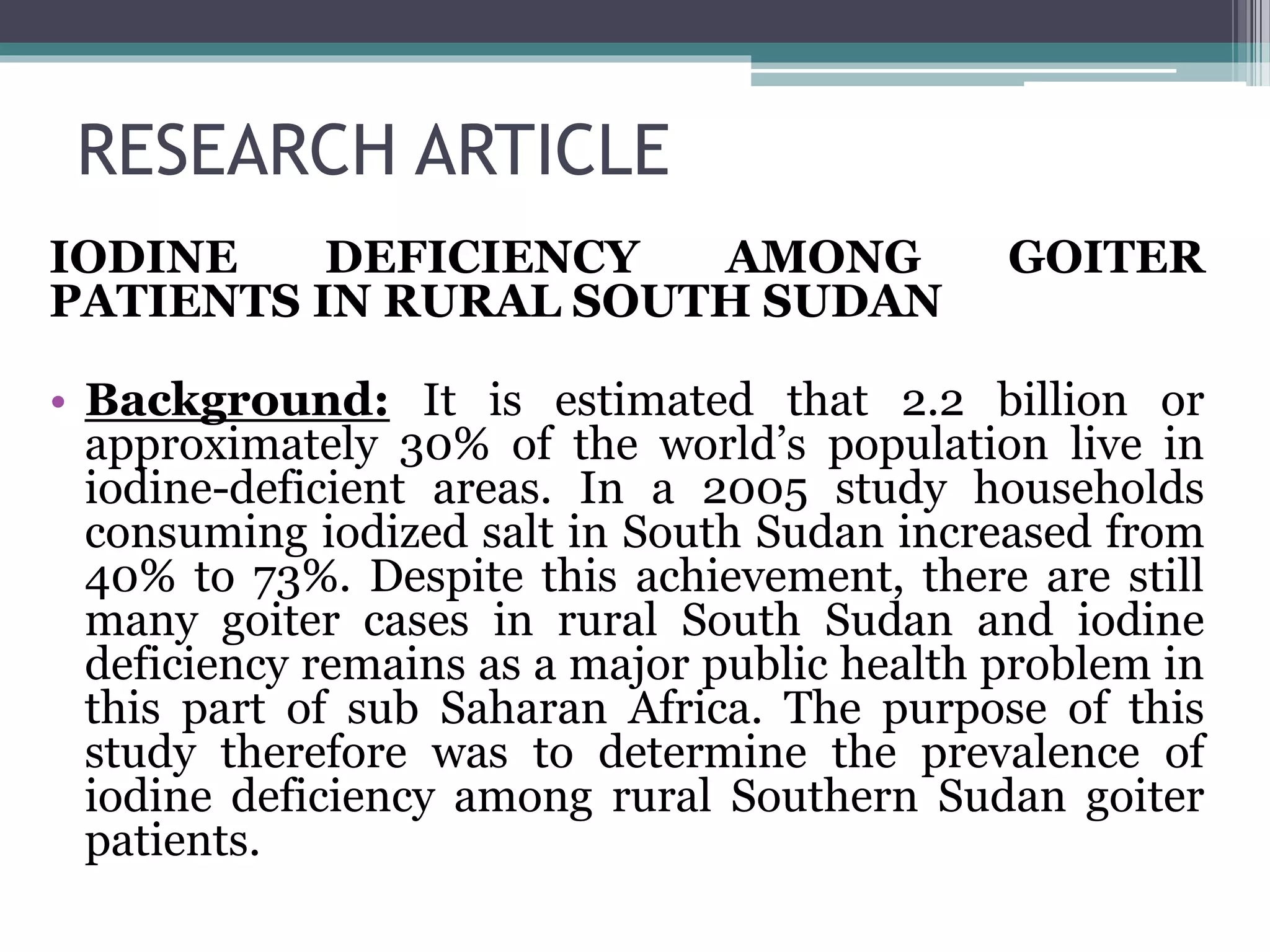NATIONAL IODINE DEFICIENCY DISORDER CONTROL PROGRAM | PPTX
