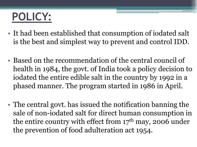 NATIONAL IODINE DEFICIENCY DISORDER CONTROL PROGRAM | PPTX