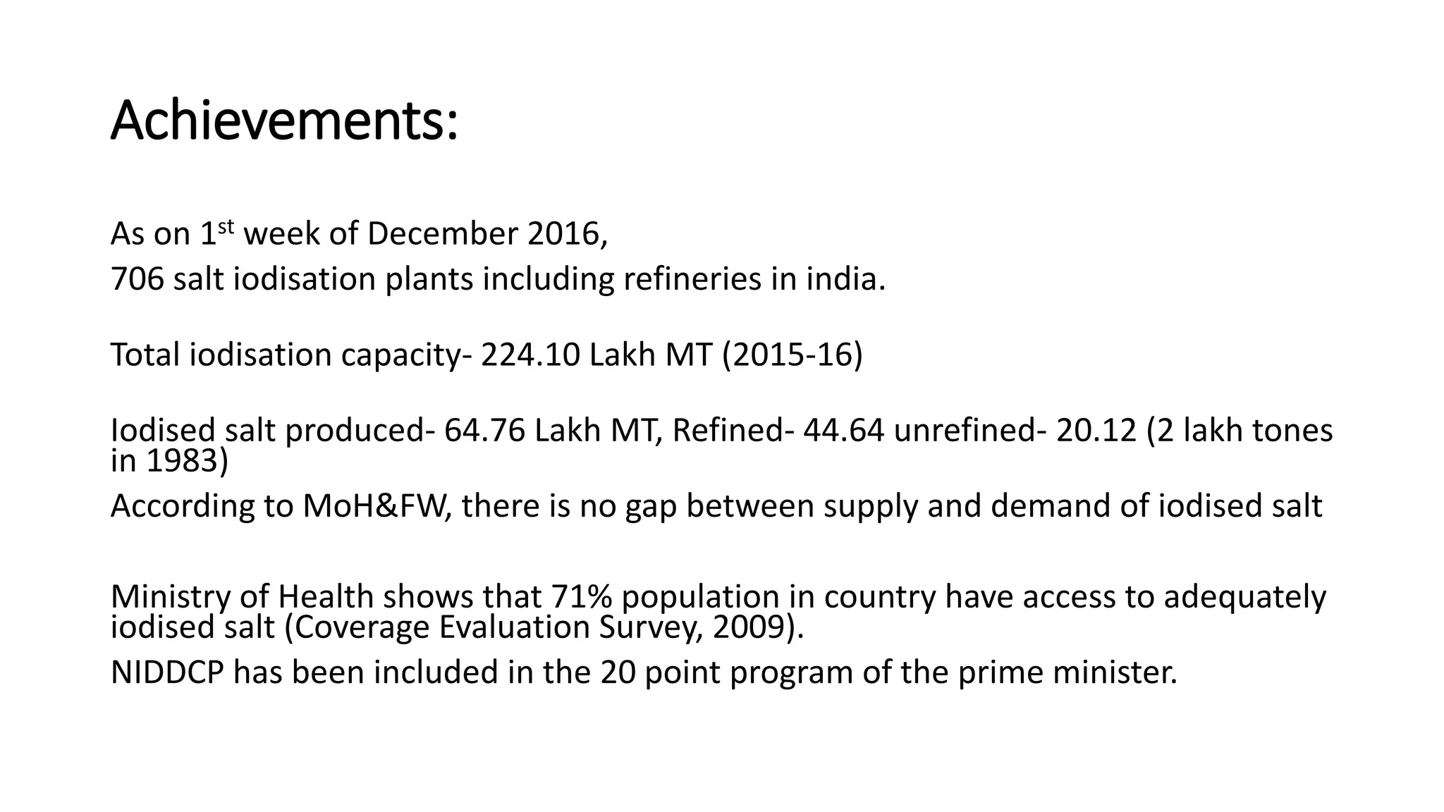 National Iodine Deficiency Disorders Control Programme NIDDCP, 2017 ...