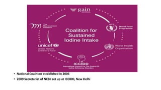 • National Coalition established in 2006
• 2009 Secretariat of NCSII set up at ICCIDD, New Delhi
 
