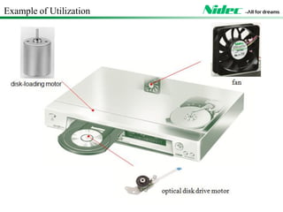15/19
Disk-loading motor Fan
Optical disk drive motor
Example of Utilization
 