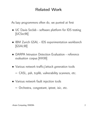 Nidsbench - Network Intrusion Detection Test Suite | PDF