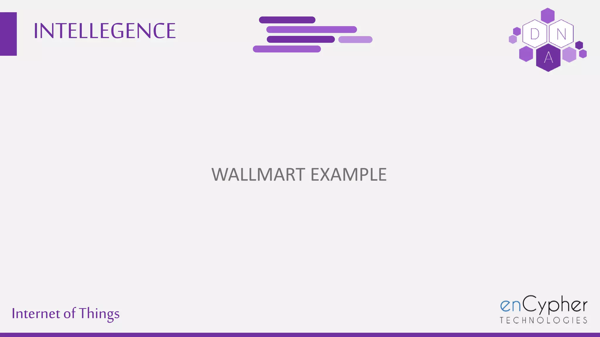 INTELLEGENCE
Internetof Things
WALLMART EXAMPLE
 