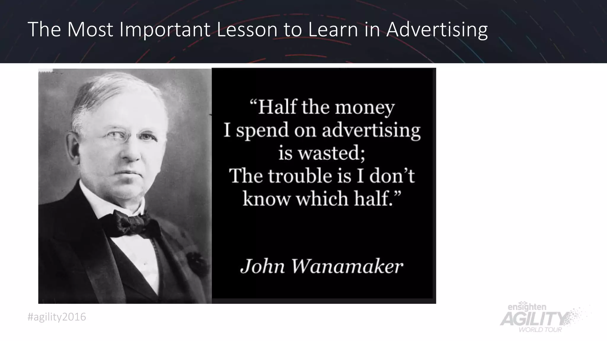 #agility2016
The Most Important Lesson to Learn in Advertising
11
 