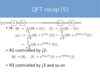 QFT recap (5)
H R2 Rn-1 Rn
●
H:
●
R2 controlled by j2:
●
R3 controlled by j3 and so on
 