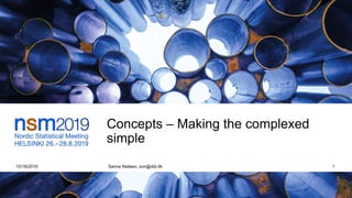 Concepts – Making the complexed
simple
10/18/2019 Sanne Nielsen, svn@dst.dk 1
 