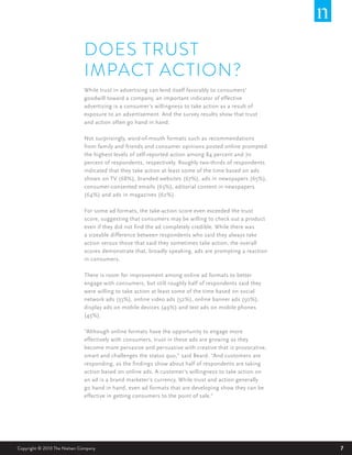 DOES TRUST
IMPACT ACTION?
While trust in advertising can lend itself favorably to consumers’
goodwill toward a company, an...