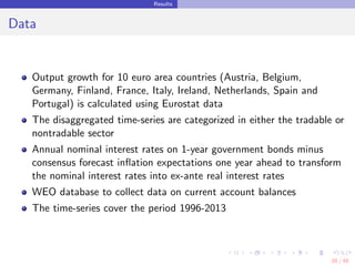 Results
Data
Output growth for 10 euro area countries (Austria, Belgium,
Germany, Finland, France, Italy, Ireland, Netherl...