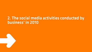 2. The social media activities conducted by
business’ in 2010
 