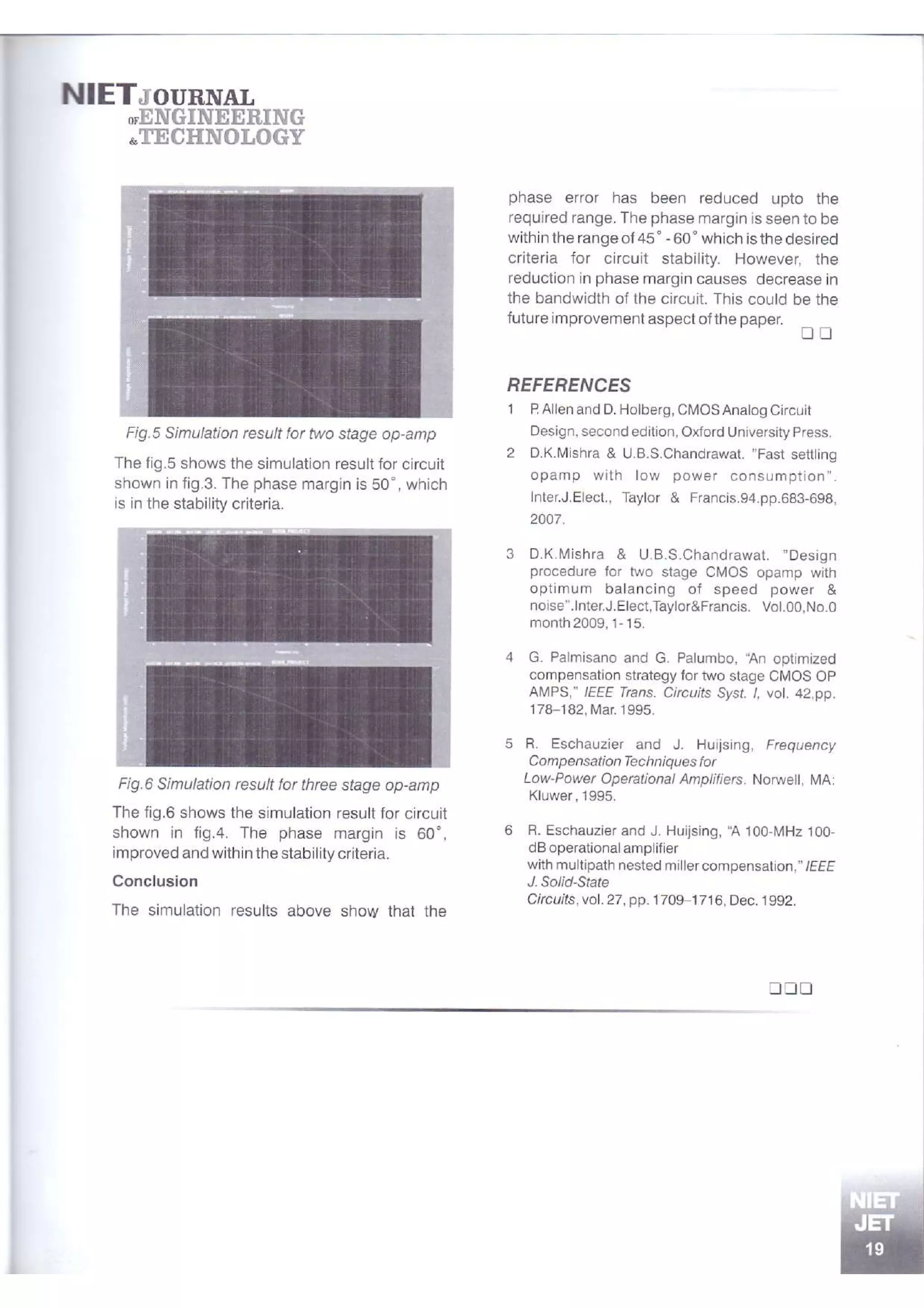 Design Of Phase Compensation Circuits For Multistage OP-AMP